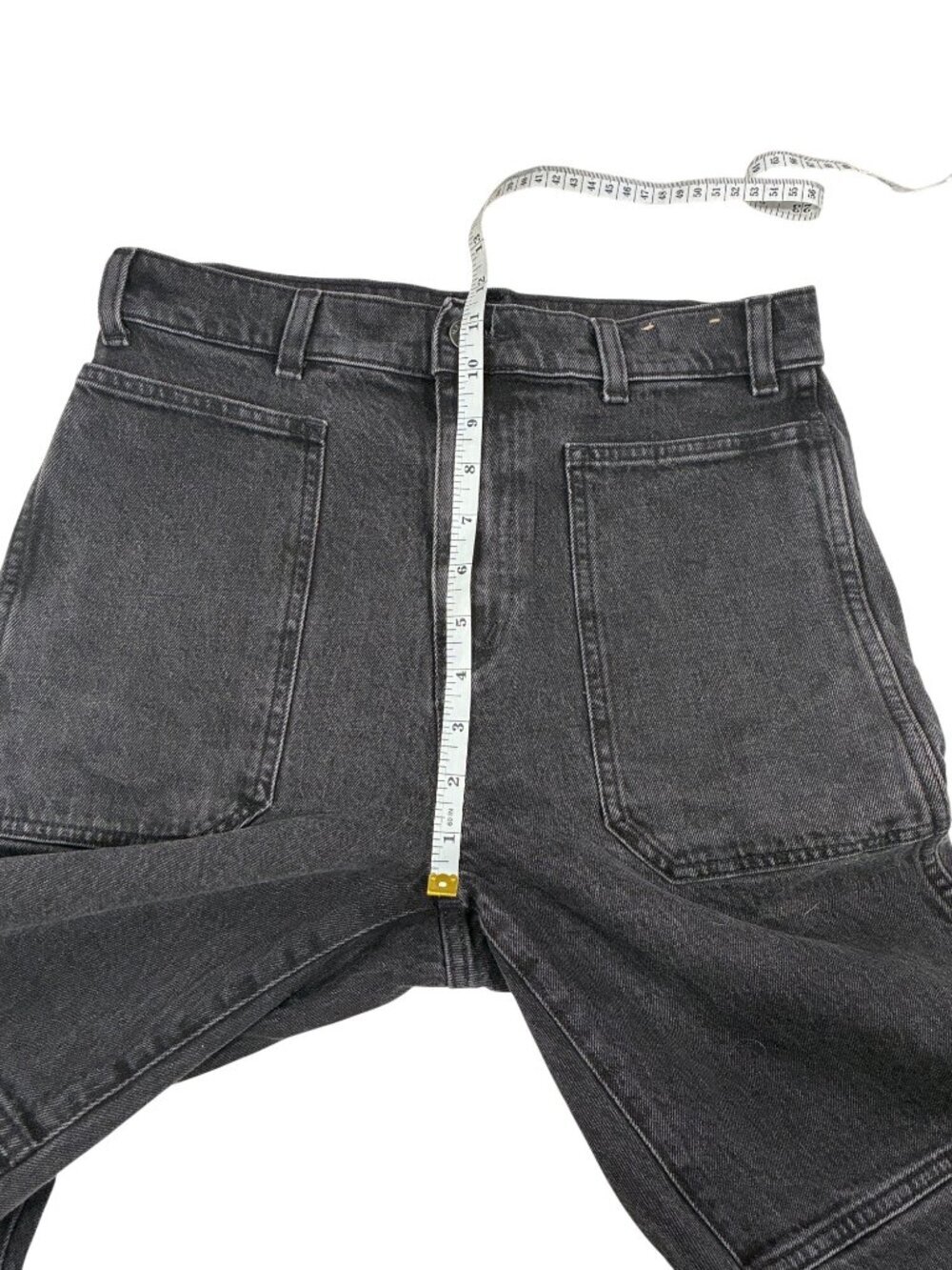Madewell 90s Straight patch pocket Cargo Jeans washed Black Denim Size 27 - Picture 10 of 11